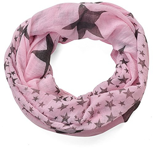 Miobo Damen Loop Schal Schlauchschal – Weiches Sterne Design mit Strass – Viskose ca. 170 x 70 cm
