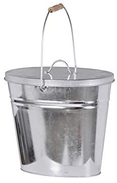 FIREFIX 2088/1 Mehrzweckeimer - Inhalt ca. 12,5 Liter - mit Deckel und Holzgriff, Stahlblech verzinkt, 340 x 230 x 300 (BxTxH)