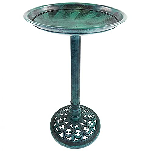 Oypla Traditional Ornamental Garden Pedestal Bird Bath Outdoor Water