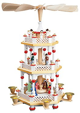 German christmas pyramid Nativity scene, 2-tier, height 40 cm / 16 inch, original Erzgebirge by Richard Glaesser Seiffen