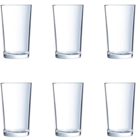 Arcoroc Set de 6 vasos de cerveza Conique de vidrio 20 cl | Transparente, Vidrio, formato alto, acabado brillo, 20 cl, 6 piezas, apto para frigorífico