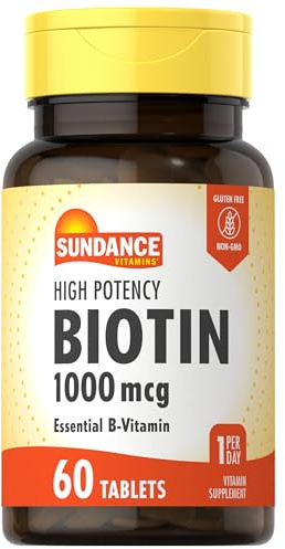 Sundance High Potency Biotin 1,000 mcg Supplement | Essential B Vitamin Tablets | Vegetarian, Non-GMO & Gluten Free
