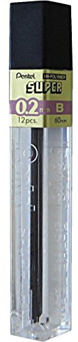 Pentel C502-B - Mine, polimeri, 0,2 mm, durezza B, per matite Orenz PP502, confezione da 12 pz
