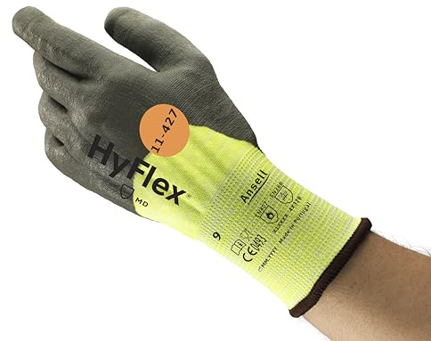 Ansell HyFlex 11-427 Guante de Trabajo, Protección contra Cortes y Mecánica, Talla L (12 Pares)