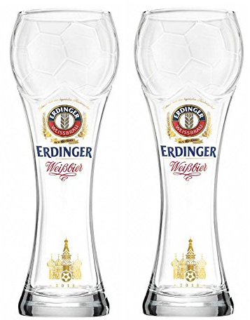Erdinger Juego de dos vasos de cerveza alemanes de Football Cup de 0.5 L