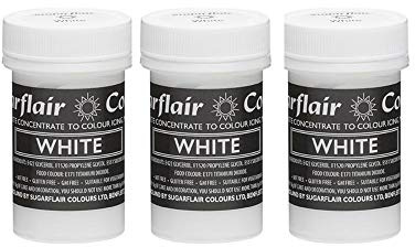 Sugarflair White Pastel Food Colouring Paste, Highly Concentrated for Use with Sugar Pastes, Buttercream, Royal Icing or Cake Mix, Subtle Colour Dye - 25g (Pack of 3)