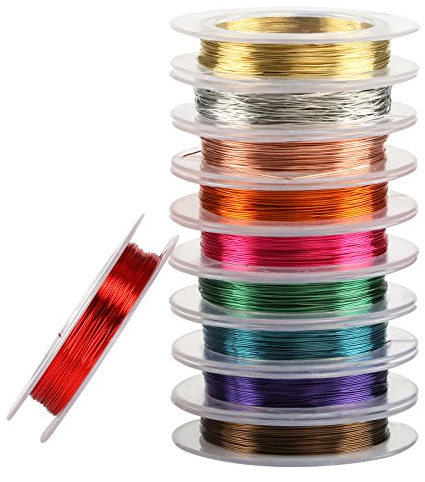 Naler 10 Stück Schmuck Handwerk Blumen Farbe Handwerk Kupferdraht gemischte Farbe 0,3 mm x 10 m Schmuckherstellung DIY