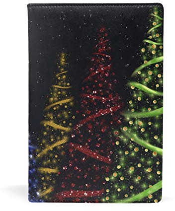 EZIOLY Buchumschlag mit Weihnachtsbäumen im Mondlicht, dehnbar, passend für die meisten Hardcover-Lehrbücher bis 22,6 x 14,5 cm, klebstofffreier Stoff für Schulbücher Einfach anzubringen. Wash & Re-Use