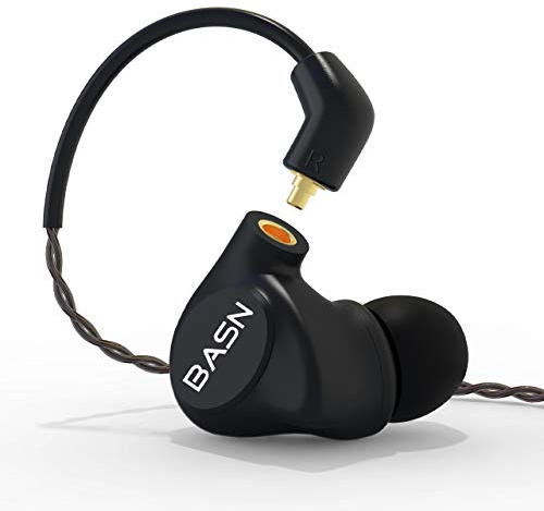 BASN Metalen In-Ear-Kopfhörer, 4 Treiber, Musiker, geräuschisolierende IEMs mit tiefem Bass, Zwei abnehmbare MMCX-Kabel mit Hülle für Sänger, Schlagzeuger, Bassisten (Mattschwarz)