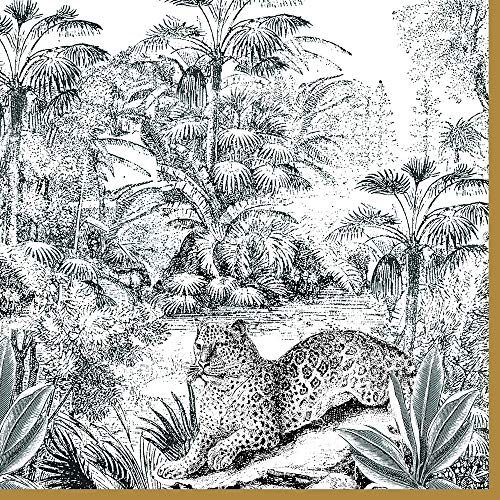 20 Servietten Dschungel im Retro-Look | Leopard | Tiere | Tischdeko 33x33cm