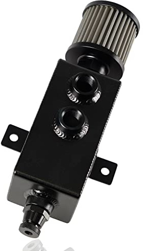 POSENG Universal 10AN Oil Catch Can Tank Baffled 1L with Filter Aluminum Black HTRACING