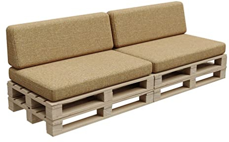 Gutekissen® Cojines de Palet, Cojines de jardín PFBG (2X Set (120x80 + 120x35), Miel)