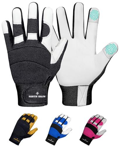 NORTH SKIN Thorn-Proof Gardening Working Gloves with Touch Screen Support, Thick Leather Pruning Gloves for Rose Blackberry, Heavy-Duty Safety for Garden, Mechanics Men Women