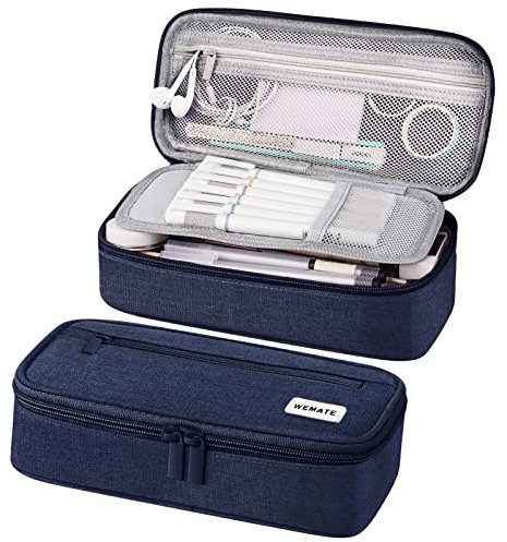 WEMATE Federmäppchen Federtaschen Mäppchen Etui Stifte 5 Fach, Große Kapazität Pencil Case Großes Federmäppchen Tasche Halter Schreibwaren Zippered Desk Organizer
