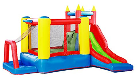 CUTTE Letto Gonfiabile Castello Casa Castello Gonfiabile per Bambini Scivolo Gonfiabile per Interni Castello Cattivo con Gonfiatore per Bambini 3-8 Anni Design del Castello