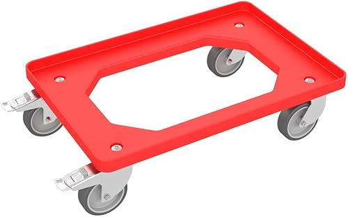 Auer Packaging Transportroller rot mit Gummirädern und Feststellbremse für Euroboxen bis 600 mm x 400 mm