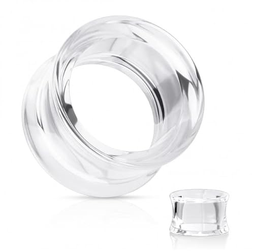 Double Flared Flesh Tunnel aus Acryl FARBWAHL 3,0-19,0 mm Ohrschmuck Piercing Ear Plug (Einsatzdurchmesser: 19,0 mm, Transparent)