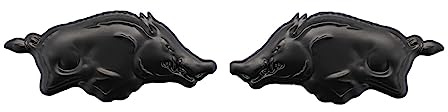 2 Stück 3D Wildschwein Emblem Aufkleber Schwein Metall Auto Abzeichen Dekoration Auto Aufkleber Dekoration wasserdichte Metall Aufkleber Auto Styling Körper Screen Fittings（Schwarz）