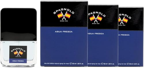 SPAGNOLO - Agua Fresca 3x30 ml, Perfume para Hombre, Colonia Perfumada en Formato Spray, Eau de Toilette Masculina, Fresca y de Larga Duración, Clásica y Natural