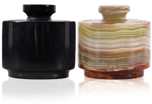 MARBLOUS KRAFTS marmor saltkällare med lock 7,6 cm vit och marinara salthållare skålar, kryddbehållare köksförvaring, heminredning
