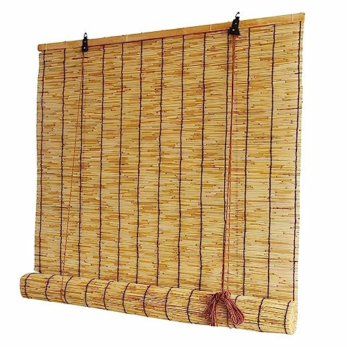 MMleYN Bambusrollo Anpassbar Höhe 60-300cm Rollos Für Fenster Sichtschutz Natürlich Bambus Rollo Jalousine Leicht Zu Hängen Für Fenster/Terrasse/Veranda/Innen/Außen (Color : Black line, Size : 130x3