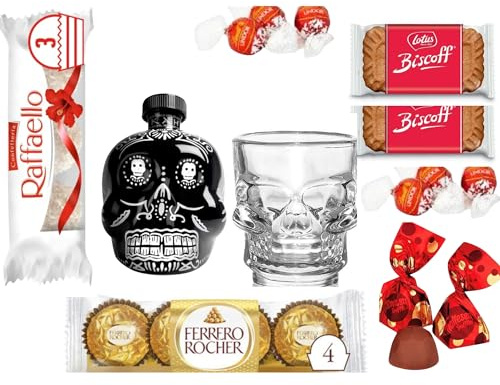 Mini Tequila 50ml Shot Glasses & Chocolates Gift (Kah Anejo)