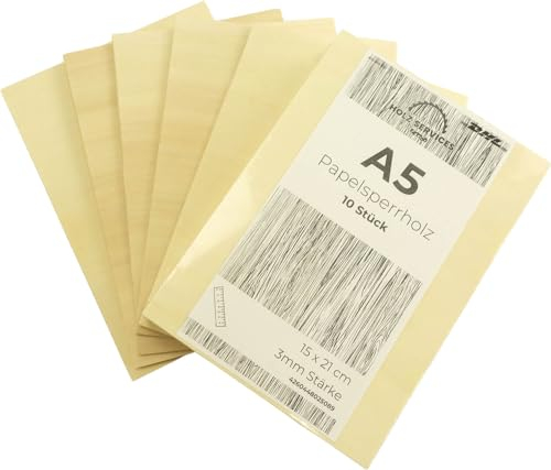 Premium Pappelsperrholzplatte A3 [30x42 cm] - 3mm - 10 Stück: Vielseitige Holz-Zuschnitte für Laubsäge, Brandmalerei, Laserschnitt, CNC Router und durchbrochene Kunstwerke
