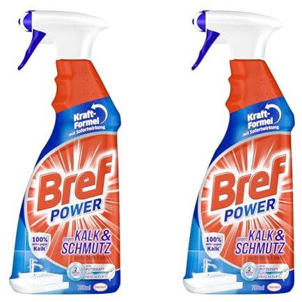 Bref Power gegen Kalk und Schmutz, Kalkreiniger, 750 ml, Sprühflasche, für hygienische Sauberkeit mit Sofortwirkung (Packung mit 2)