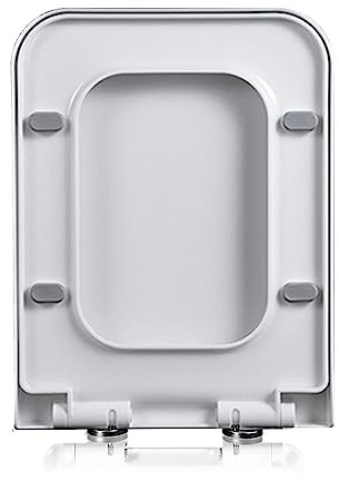 Brigtviee Elongated Square Toilet Seat with Adjustable Hinge Toilet Seats Soft Close, White Lid Quick Release Heavy Duty Easy To Clean Bathroom Lid,04F