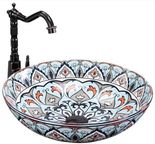 Rea Lavabo sobre Encimera Mexico Lavabo de baño 40 x 40 x 12 cm Cerámica (Wzór)