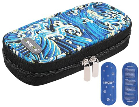 BOMKEE Borsa Termica per Insulina, Borsa Portatile per Raffreddamento Insulina Organizer per il Trasporto di Forniture Diabetiche Con 2 Impacchi di Ghiaccio