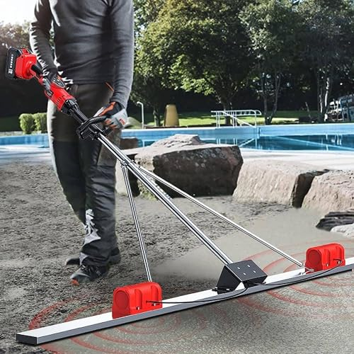 Raschietto elettrico per calcestruzzo,vibratore professionale per finitura del massetto in calcestruzzo,velocità regolabile 6000 giri/min con raschietto da 150/180cm e 2motori vibranti,1.5m