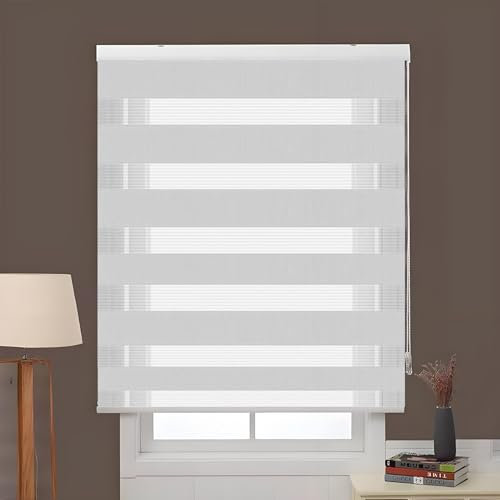Doppelrollo Verdunkelungsrollo 90 x 150 cm Blickdicht Sichtschutz Sonnenschutz Duo Rollo Fensterrollo Inkl. Befestigungsmaterial für Fenster & Balkontür, Hellgrau