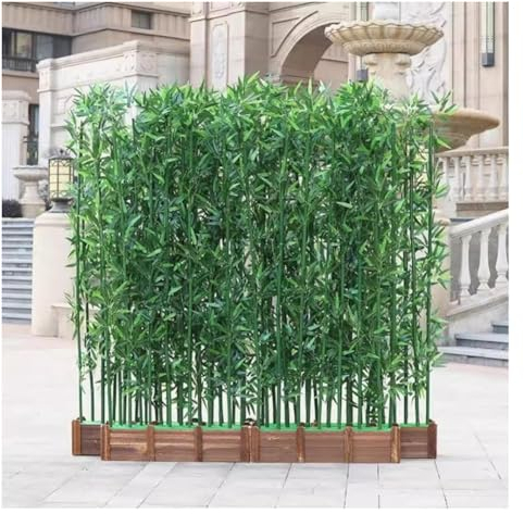 Artiz Künstlicher Bambus Privacy Zaun, Faux Bambus Pflanze Privacy Wall Divider Simulierter Bambus Mit Hölzerner Basis Für Raumteiler Indoor Outdoor Decor(1m,100cm Base+18 Poles)