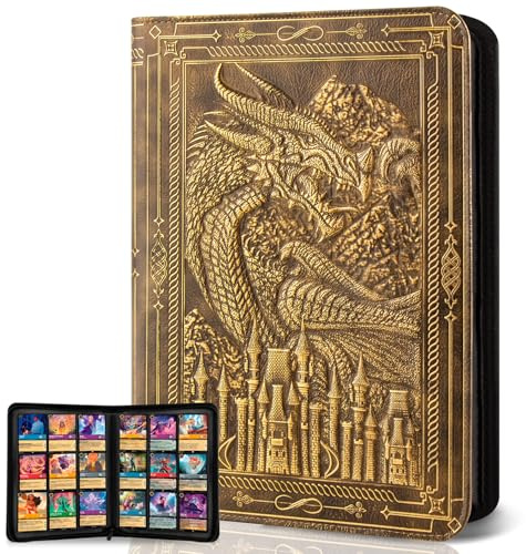 Pokemon Album de cartes à collectionner - 9 pochettes - Porte-cartes pour album de cartes - Portable, 360 pages pour un rangement sûr - Parfait pour les collectionneurs (bronze)