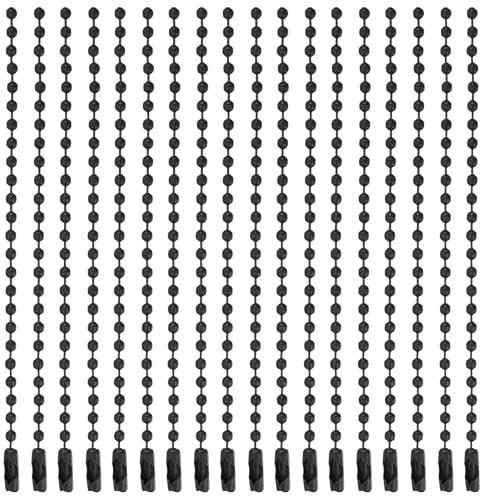 sourcing map 20Pcs 5 Inch 12cm Ball Bead Chain, Metal Ball Chain with Connectors for Hanging Ornament Jewelry Necklace Dog Tag Keychain Christmas Decoration,Black