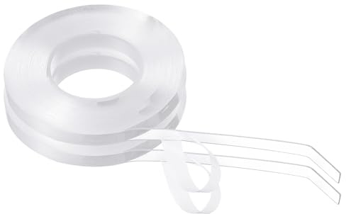 sourcing map Lot de 2 rubans adhésifs double face Nano 4 m x 0,8 cm x 0,1 cm - Multifonctionnels - Amovibles - Transparents - Lavables - Imperméables - Pour accrocher des photos, des murs, des tapis,