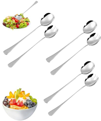 Dycjotyl 6 Stück Salatbesteck Edelstahl Vorlegebesteck, Salatgabeln Aus Edelstahl, Salatgabeln Aus Edelstahl göffels Servierlöffel Edelstahl Alatbesteck Set Salatbesteck Set