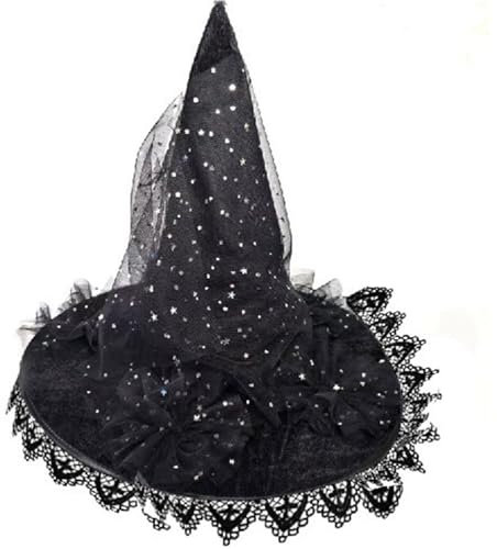 Zkydhbd Hut, Cosplay-Requisiten, Hexenhut, Zaubererhut, alle Altersgruppen, Halloween, Party, Rollenspiel, Hexenhut, Glockenhut, Kopfbedeckung, Schwarz, Schwarz , 41