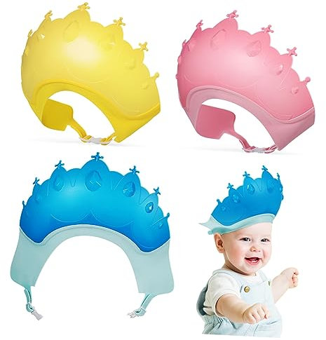 ASAKKURA 3 Stück-pack Kinder Haarwaschkappen Mit Verstellbarem Riemen Hautfreundliches Flexibles Pvc Schutz Für Ohren Beim Baden Und Haareschneiden