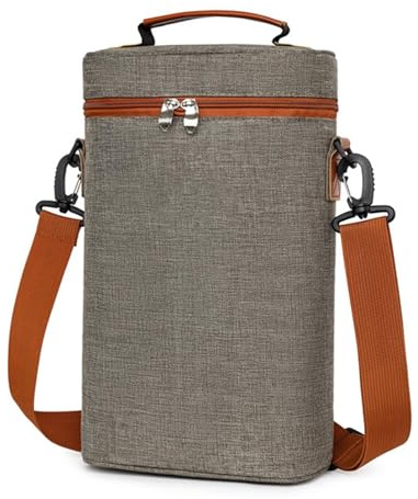 Vitsrisea Weinkühltasche für Weinflaschen, tragbare Kühltasche für 2 Flaschen – wasserdichte Tragetasche mit Griff, tragbarer Weintransport für Reisen und kleine, grau, Se référer au descriptif, Siehe