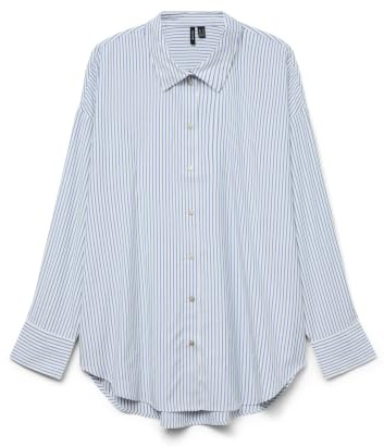 VERO MODA Vmnora LS - Maglietta Oversize Wvn Ga Noos, Bianco, M