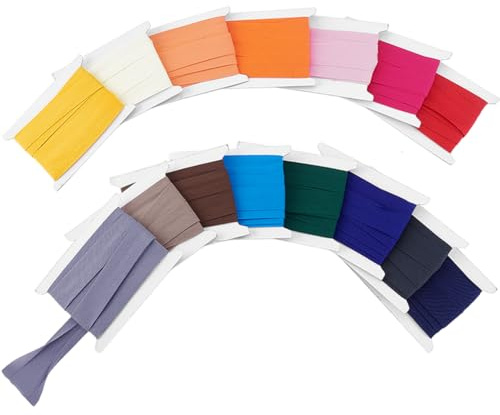 PH PandaHall Schrägband Doppelt Gefaltet Baumwoll Schrägband 34m 15 Farben Nahtband Zum Basteln Schrägband Zum Nähen Quilten Säumen 20~22mm
