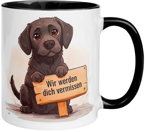 Abschiedsgeschenk Kollegin Kollege Tasse | Hund & Spruch - Wir werden dich vermissen | Lustiges Geschenk zum Abschied Jobwechsel Büro | Geschenkidee Berufswechsel Arbeitsplatzwechsel Stellenwechsel
