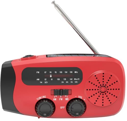 2000mAh multifunktional Solar Radio Kurbelradio USB aufladbar FM/AM/WB/NOAA Wetter Radio Notfall Radio LED Taschenlampe Power Bank (B)