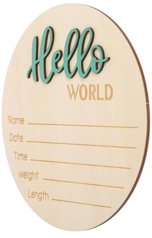 ERINGOGO Announcement Wooden Sign Holzschild Geburt Rundes Schild Für Neugeborene Personalisierbares Namensschild Für Babyfotos Für Babyparty Und Erinnerungen