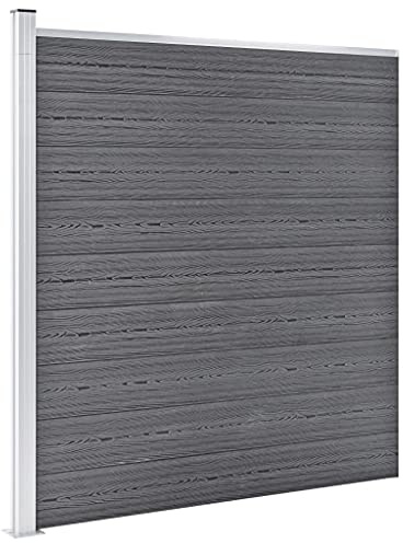 Emmtore Gartenzaun WPC Sichtschutzzaun Windschutzzaun Lamellenzaun Windschutz Sichtschutz Zaun Element Terrasse Garten 353×186 cm Grau