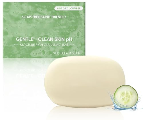 Cucumber Soap for Face and Body - Natural Soap Bar for Clear, Hydrated Skin - Cleansing So-ap with Aloe Vera & Vitamin E - Moisturizing Handmade S-oap - Deep Cleansing, Cooling & Nourishing - 100g