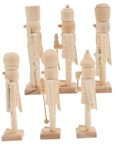 Toddmomy 6pièces Casse-noisette Bois Brut Décoration DIY Soldat de Noël à Peindre Jouet Éducatif pour Garçon Fille Bricolage Artisanal Noël