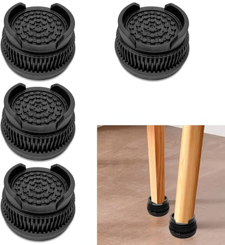 Set of 4 Heavy-Duty Plastic Furniture Risers, 1.2-Inch Height Increase Sofa Legs Adjustable Chair Leg Extenders and Secure Bed Leg Riser for Tables Chairs with Anti-Vibration & Anti-Slip Protection
